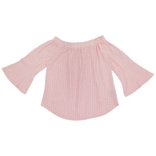 Blusa color rosa tipo campesina mangas largas para mujer