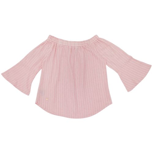 Blusa color rosa tipo campesina mangas largas para mujer