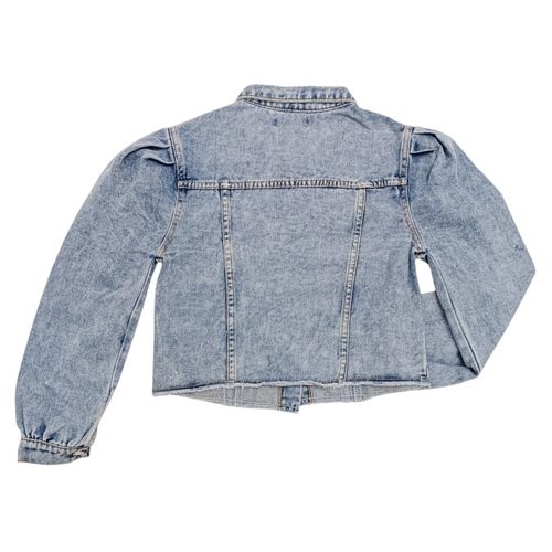 Chaqueta color azul claro tipo denim puff para mujer