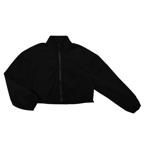 Chaqueta color negro sólido estilo deportivo para mujer