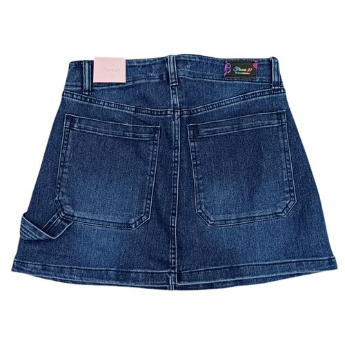 Falda color azul oscuro lavado denim para mujer