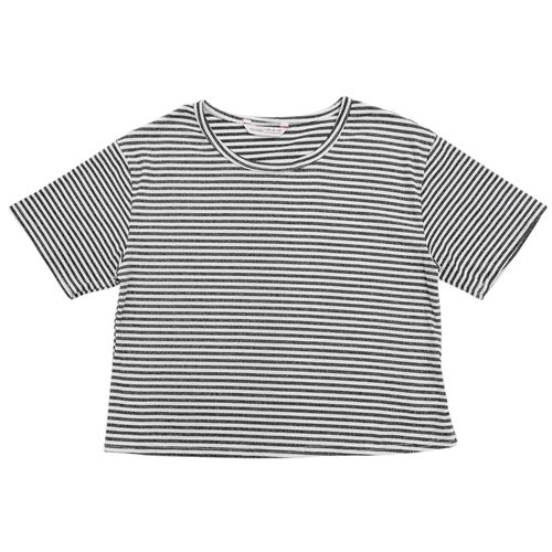 Camiseta color negro con brillos de mangas cortas para mujer