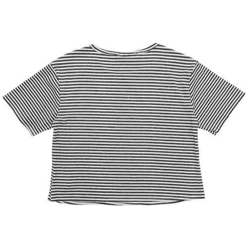 Camiseta color negro con brillos de mangas cortas para mujer