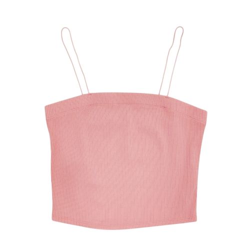 Crop top color rosa de tirantes para mujer