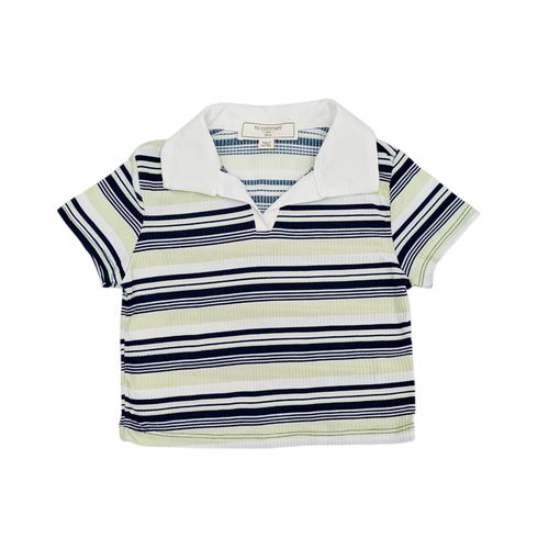 Crop top en multicolor con cuello clásico italiano de mangas cortas para niña