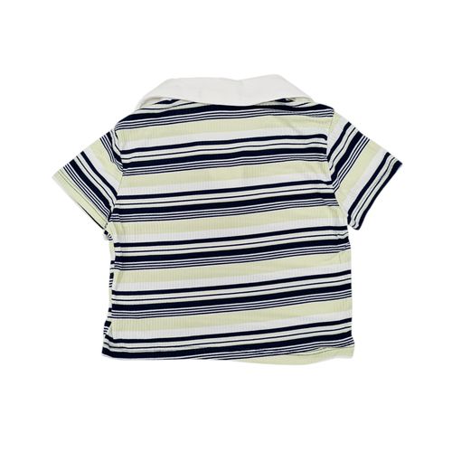 Crop top en multicolor con cuello clásico italiano de mangas cortas para niña