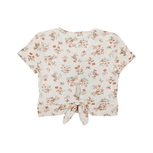 Blusa en color blanco con estampado y cuello V para niña
