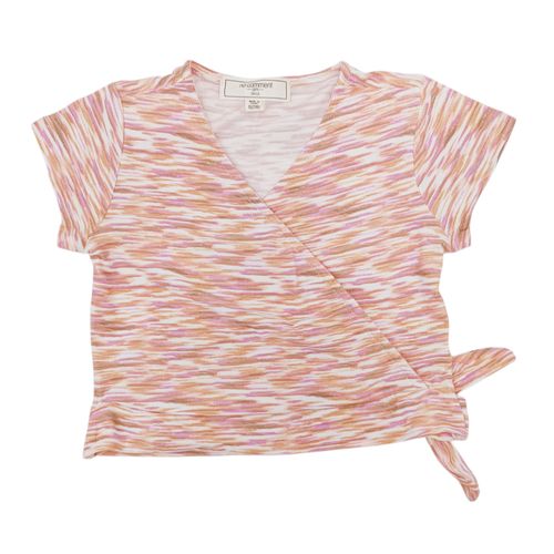 Blusa en color rosa con estampado y cuello V para niña