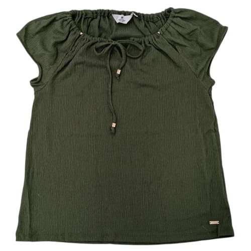 Blusa color verde olivo casual con mangas cortas para mujer
