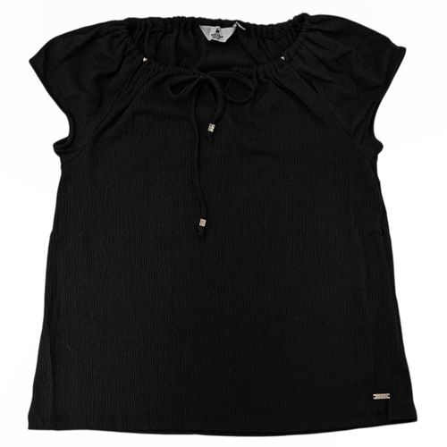 Blusa color negro casual con mangas cortas para mujer