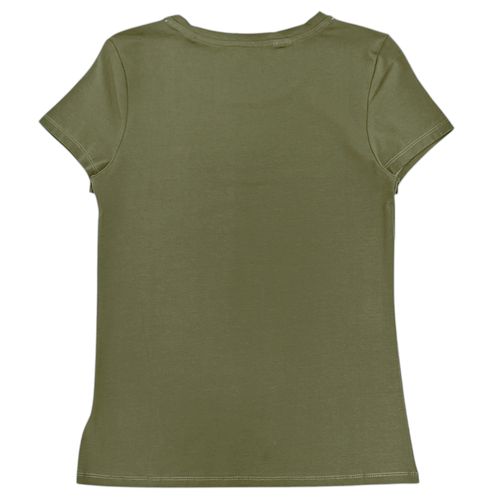 Camiseta color verde olivo de cuello redondo para mujer
