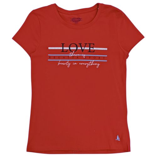 Camiseta color rojo de cuello redondo para mujer