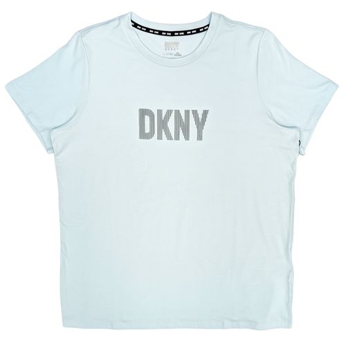 Camiseta deportiva DKNY en color celeste de cuello redondo para mujer