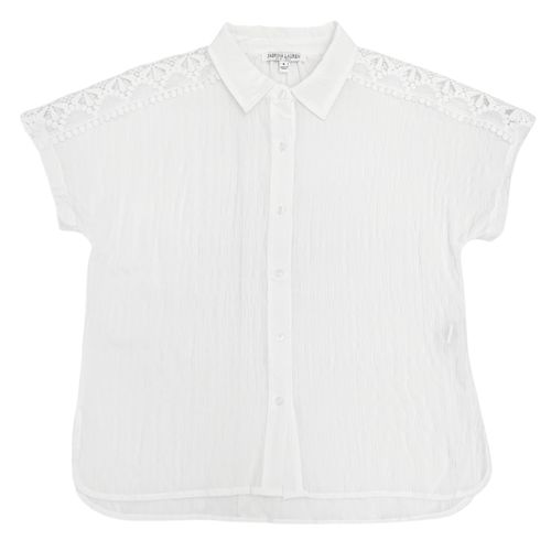 Blusa color blanco casual con detalle y cierre de botones para mujer