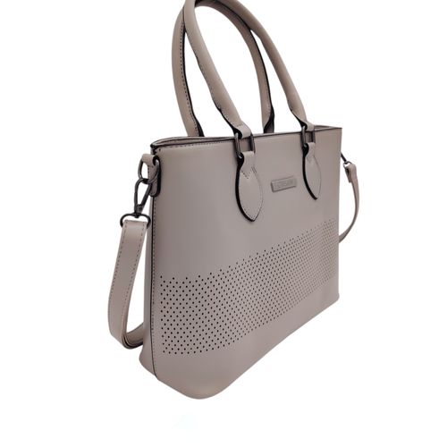 Cartera satchel color beige casual con textura para mujer