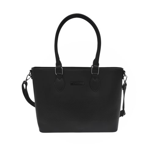 Cartera satchel color negro casual con textura para mujer