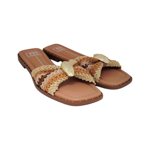 Sandalias color nude con detalle de piedra para mujer