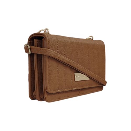 Crossbody color café con estilo casual para mujer