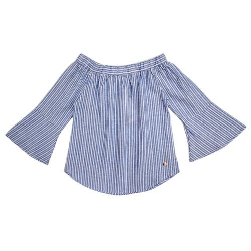 Blusa color celeste tipo campesina para mujer