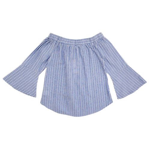 Blusa color celeste tipo campesina para mujer