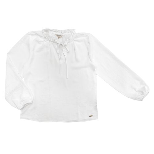 Blusa casual color blanca de mangas largas para mujer
