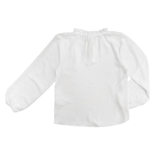 Blusa casual color blanca de mangas largas para mujer