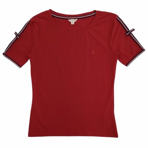 Blusa color rojo con detalle en mangas cortas para mujer