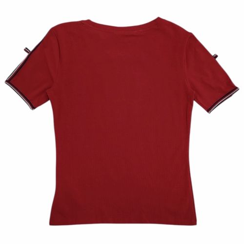 Blusa color rojo con detalle en mangas cortas para mujer