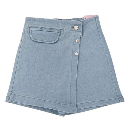 Falda short color azul claro denim para mujer
