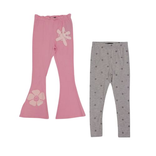 Pack de leggins en tonos rosa y gris con diseño estampado para niña