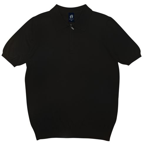 Camisa color negro estilo tipo polo de mangas cortas para hombre