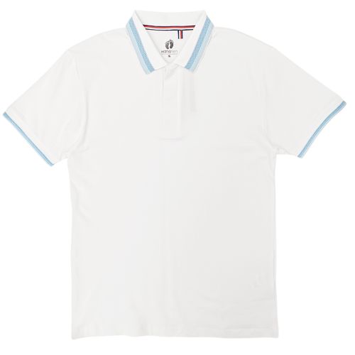 Camisa color blanco estilo tipo polo de mangas cortas para hombre
