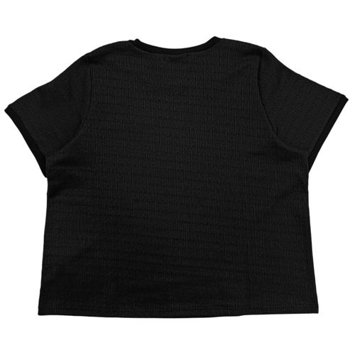Blusa curvy color negra con cuello redondo y mangas cortas para mujer