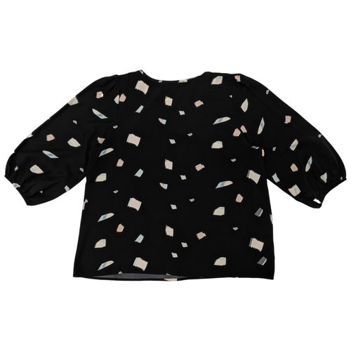 Blusa curvy color negro mangas 3/4 estampada para mujer