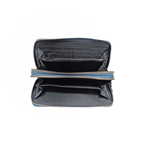 Billetera zip around en color navy casual para mujer