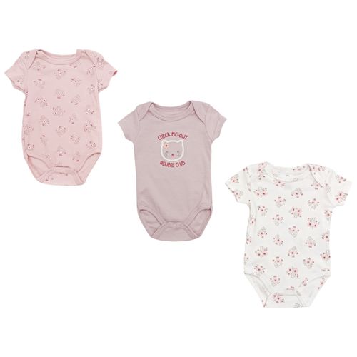Set de 3 piezas de mamelucos estampados para bebé niña