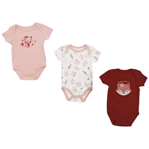 Set de 3 piezas de mamelucos estampados para bebé niña