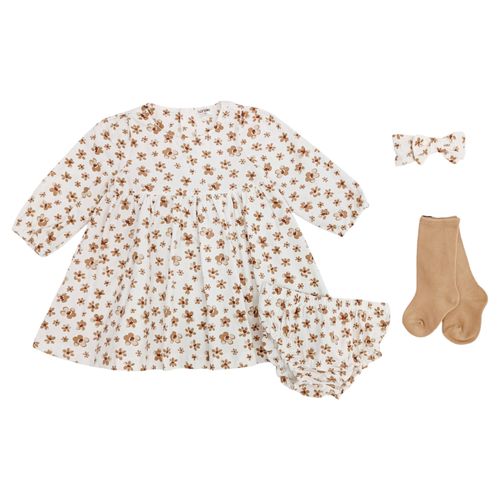 Set de vestido estampado para bebé niña