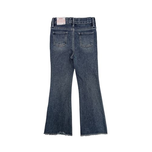 Flare jeans color azul sólido para niña