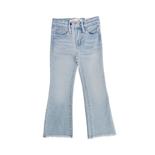 Flare jeans color azul sólido para niña