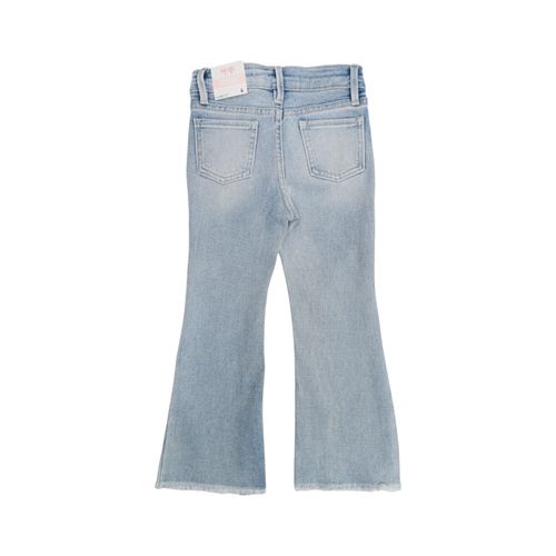 Flare jeans color azul sólido para niña