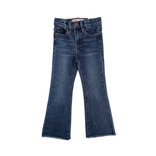 Flare jeans color azul sólido para niña