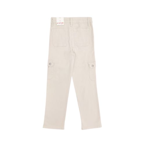 Straight jeans cargo en color beige sólido para niña