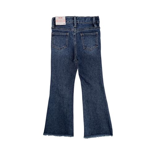 Flare jeans color azul sólido para niña