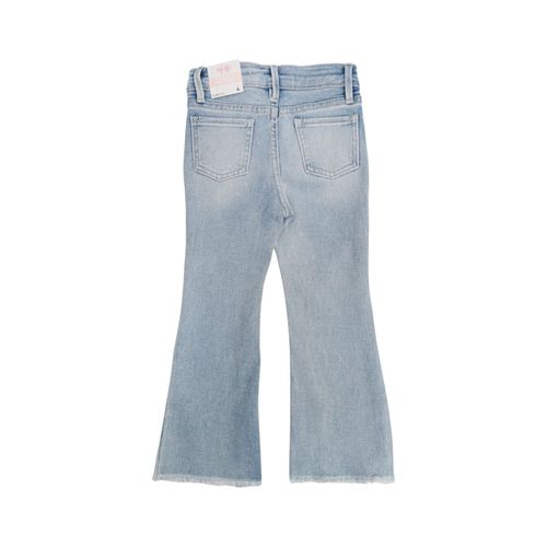 Flare jeans color azul sólido para niña