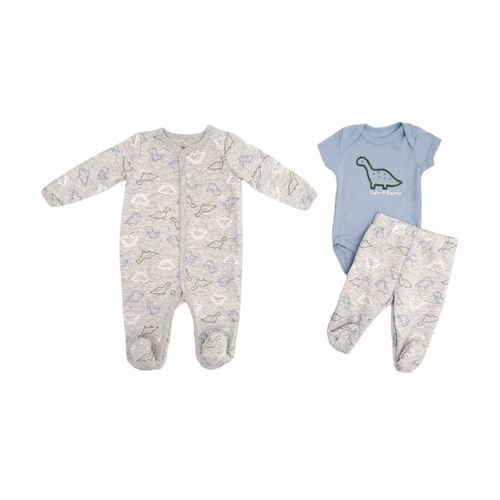 Set de 3 piezas multicolor con detalle de dinosaurios para bebé niño