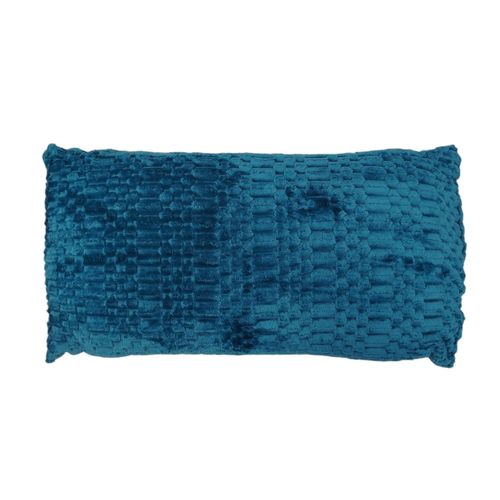 Cojín de color azul rectangular con textura