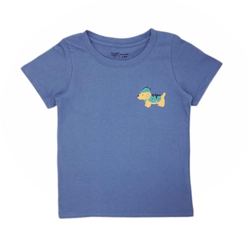 Camiseta color azul de cuello redondo y mangas cortas para niño