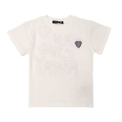 Camiseta color blanco de cuello redondo y mangas cortas para niña
