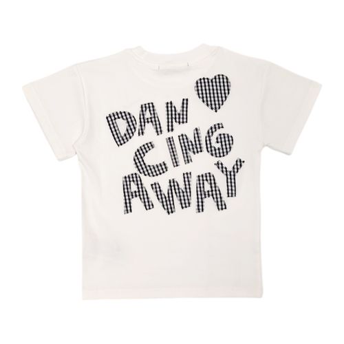 Camiseta color blanco de cuello redondo y mangas cortas para niña